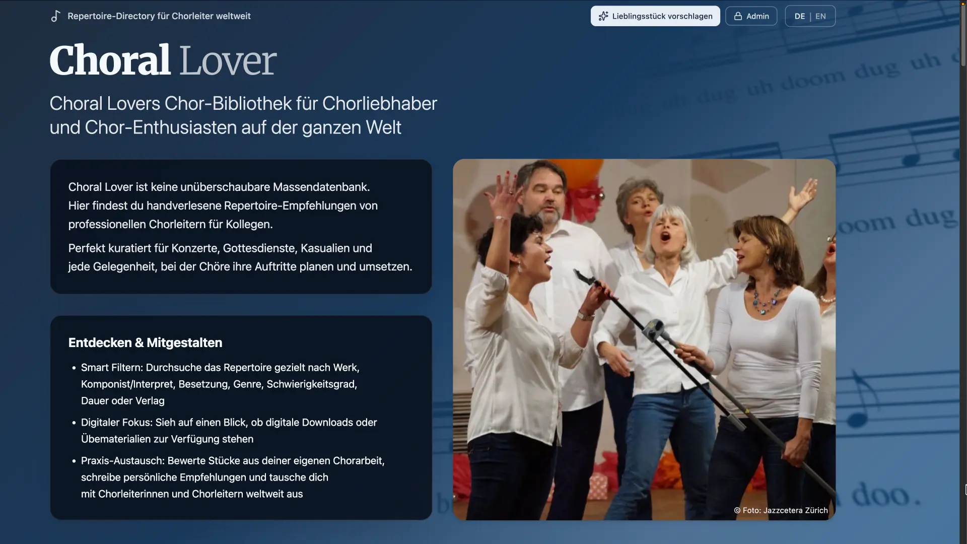Chorallover: kuratiertes Verzeichnis für Chorliteratur